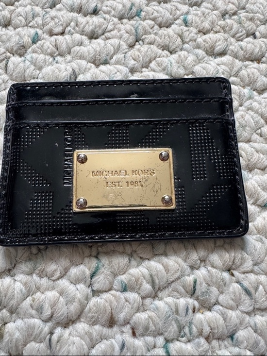 Michael Kors Handbags - Michael Kors Black Patent Card Case with Gold Logo Plate